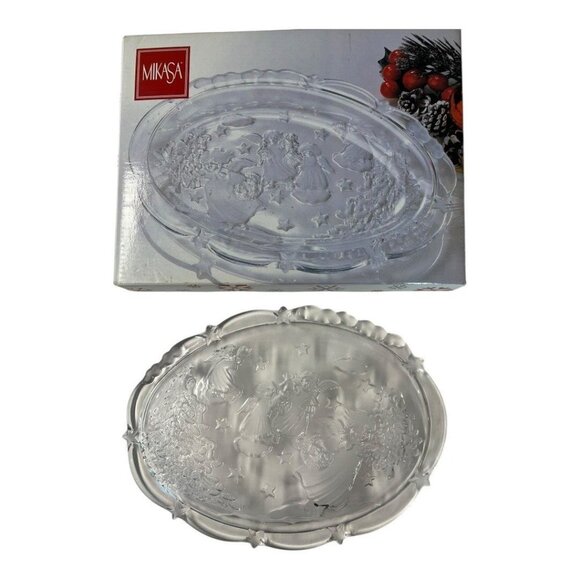 Mikasa Holiday Lights Sweet Dish 9" Crystal Glass Serving Plate~Christmas L2 08 - Picture 2 of 10